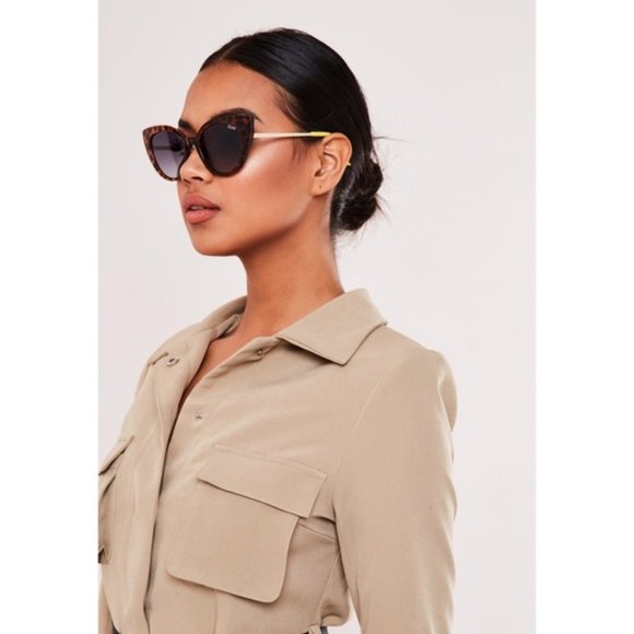 Quay Australia 52mm Gradient Tortoise Frame Smoke Lens Cat Eye Sunglasses NWT - Picture 4 of 5